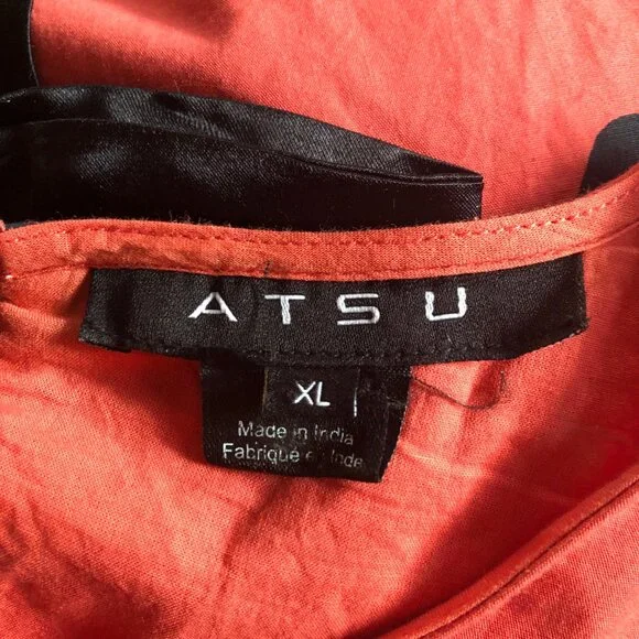 Atsu Anthropologie red black beaded floral puff statement sleeve shift dress - Picture 7 of 7